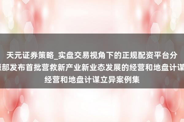 天元证券策略_实盘交易视角下的正规配资平台分析 当然资源部发布首批营救新产业新业态发展的经营和地盘计谋立异案例集