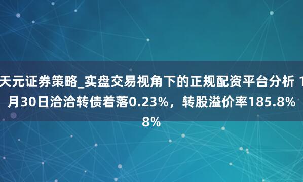 天元证券策略_实盘交易视角下的正规配资平台分析 1月30日洽洽转债着落0.23%，转股溢价率185.8%
